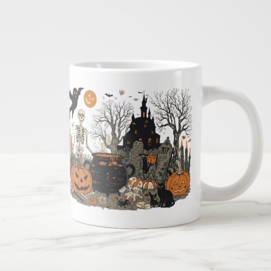 Spooky Halloween  Design – Ghost, Pumpkin Extra Grote Beker (Rechts)