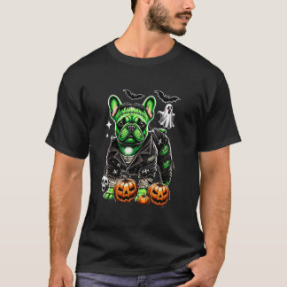 Spooky Halloween Dog Puppy Frankenstein Monster Co T-shirt
