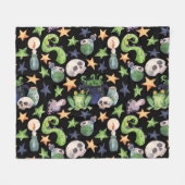 Spooky Halloween: donker handgetekend patroon. Fleece Deken (Voorkant (Horizontaal))