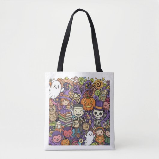 Spooky Halloween Doodle Tote Bag  (Voorkant)