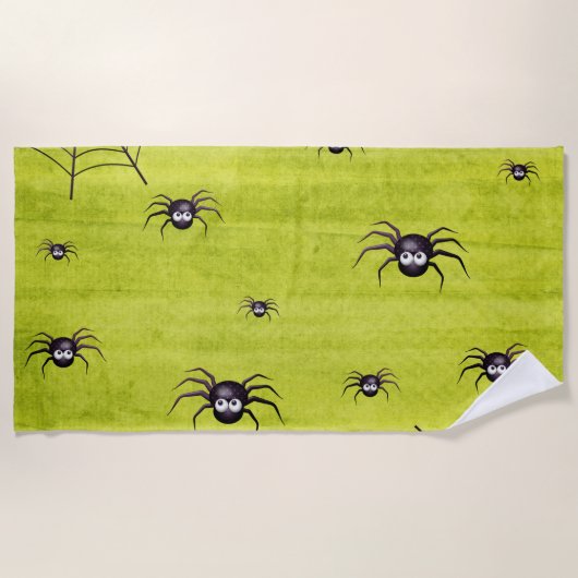 Spooky Halloween eng creepy spin green Strandlaken (Voorkant)