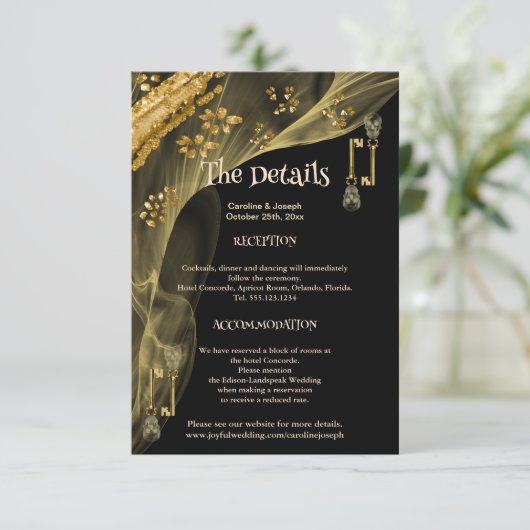 Spooky Halloween Enge Schedel Gouden Sleutels Informatiekaartje (Staand voorkant)