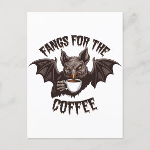 Spooky Halloween Fangs Voor De Koffie Cafeïne Briefkaart