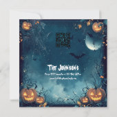 Spooky Halloween-feest met gloeiende pompoenen en  Kaart (Achterkant)