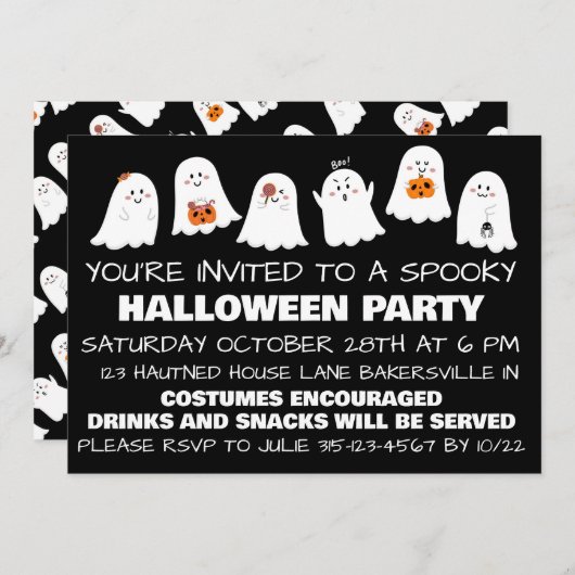 Spooky Halloween Feestuitnodiging Feestdagenkaart (Voorkant / Achterkant)