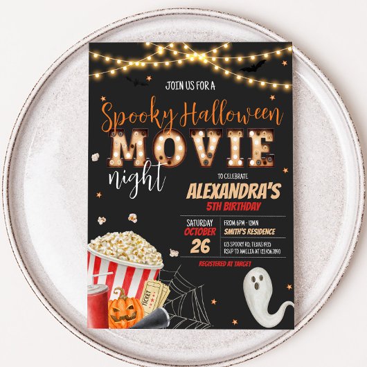 Spooky Halloween Film Night Verjaardagsfeest Kaart