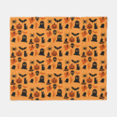 Spooky Halloween Fleece Blanket – Zwart & Sinaasap (Voorkant (Horizontaal))