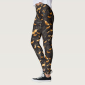 Spooky Halloween Flying Bats Zwart Sinaasappel Wit Leggings (Links)