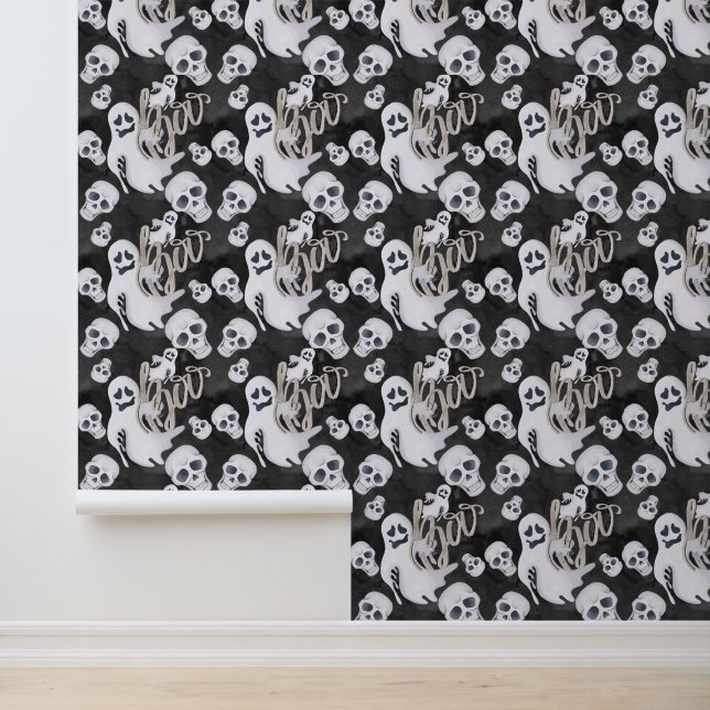 Spooky Halloween geesten skeletten Behang (Applicatie)