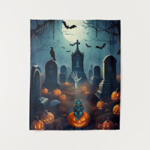 Spooky Halloween Geheime Begraafplaats Wandkleed