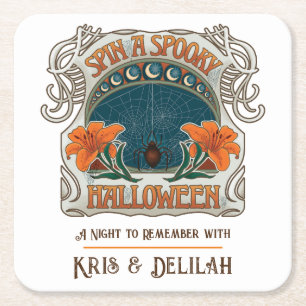 Spooky Halloween, gepersonaliseerd Vierkante Kartonnen Onderzetter