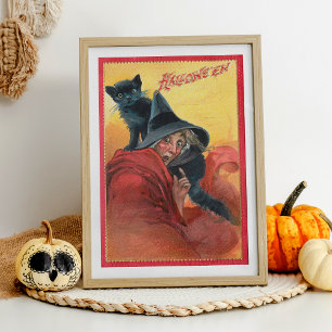 Spooky Halloween-getuige met zwarte kat Tissuepapier