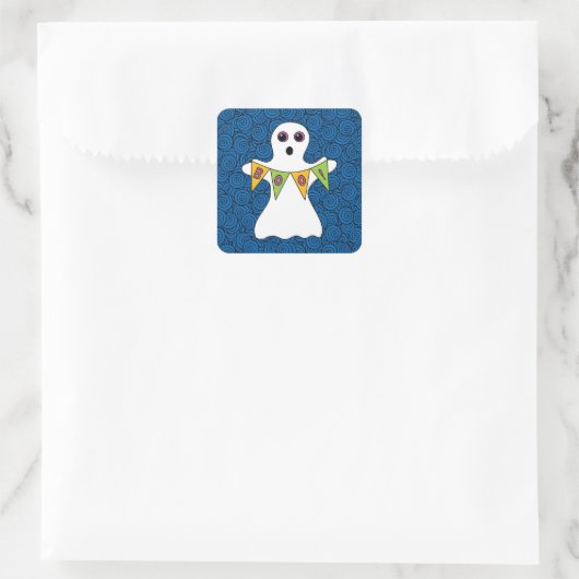Spooky Halloween Ghost Boo Vierkante Sticker (Tas)
