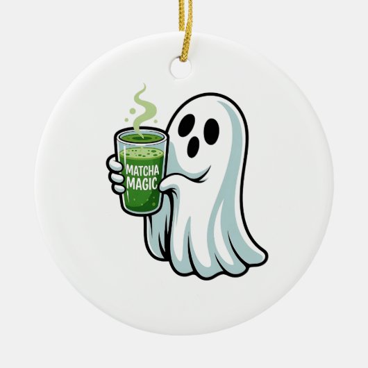 Spooky Halloween Ghost Drink Matcha Drink Keramisch Ornament (Voorkant)