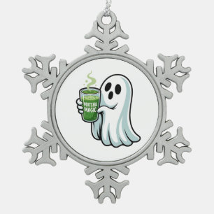 Spooky Halloween Ghost Drink Matcha Drink Tin Sneeuwvlok Ornament