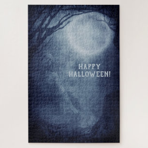 Spooky Halloween Ghost Full Moon bij nacht Legpuzzel