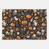 Spooky Halloween Ghost Pattern Zwart Inpakpapier Vel (Voorkant 2)