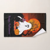 Spooky Halloween Ghost Pompoen Kat Handdoek (Handdoek)