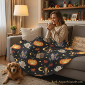 Spooky Halloween Ghost Pumpkin Pattern Fleece Deken