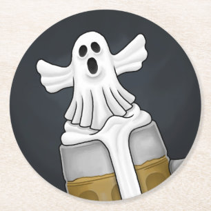 Spooky Halloween Ghost Ronde Kartonnen Onderzetter
