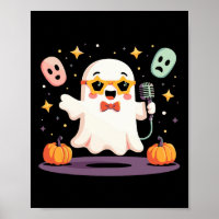 Spooky Halloween Ghost Singer Star met microfoon