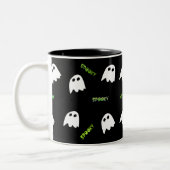 Spooky Halloween Ghost Two-Tone Coffee Mok (Links)