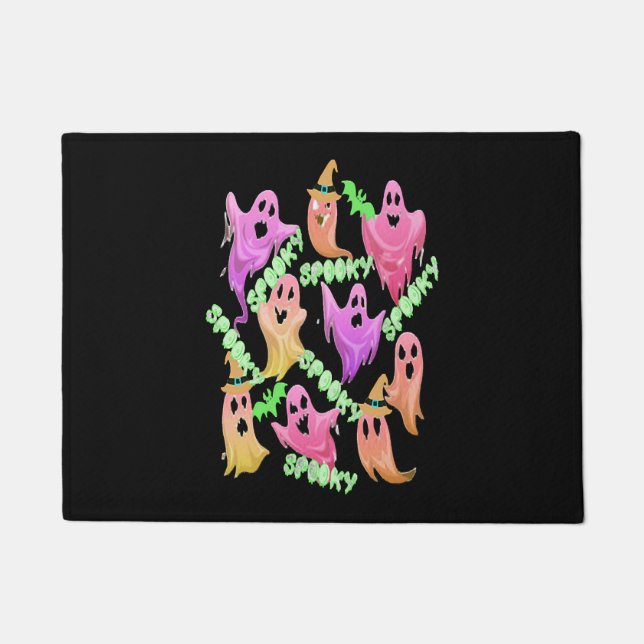 Spooky Halloween Ghosts Spooky Halloween Kawaii Deurmat (Voorkant)