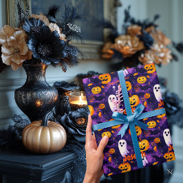 Spooky Halloween Gift Wrap met gepersonaliseerde n Cadeaupapier