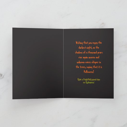 Spooky Halloween Ginger Cat and Pumpkins Holiday Kaart (Binnen)