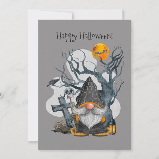 Spooky Halloween Gnome Feestdagenkaart (Voorkant)