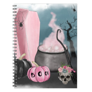 Spooky Halloween Grave Yard en Spider Webs Plann Notitieboek