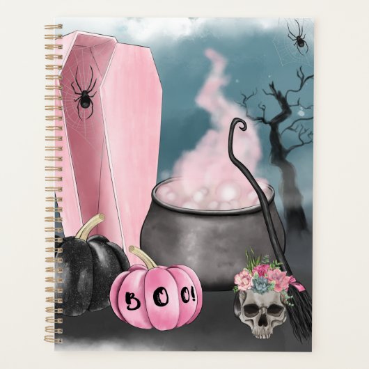 Spooky Halloween Grave Yard en Spider Webs Planner (Voorkant)