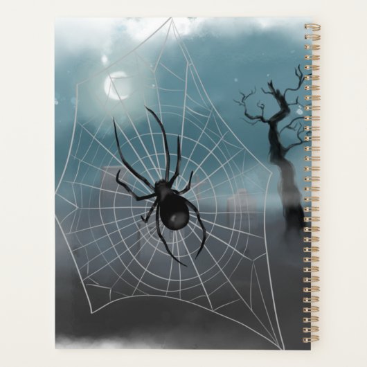 Spooky Halloween Grave Yard en Spider Webs Planner (Achterkant)