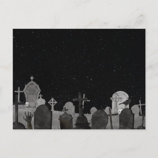 Spooky Halloween Graveyard achtergrond Feestdagenkaart (Voorkant)