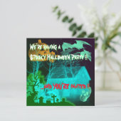 Spooky Halloween Graveyard Party Kaart (Staand voorkant)