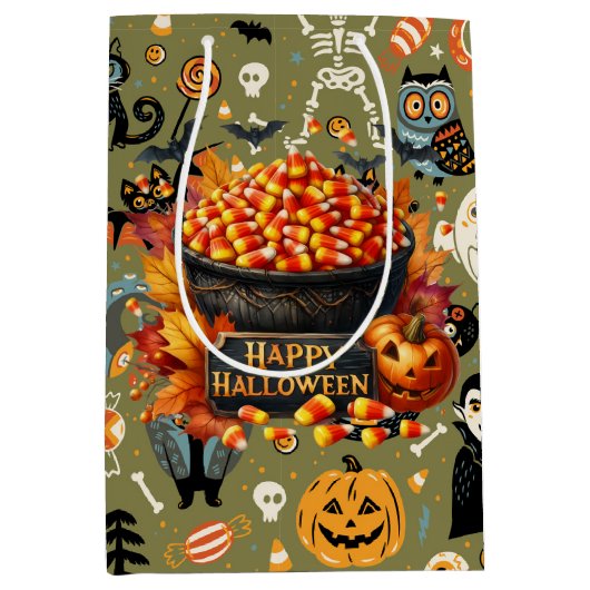 Spooky Halloween Green Medium Cadeauzakje (Voorkant)