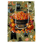 Spooky Halloween Green Medium Cadeauzakje (Achterkant)