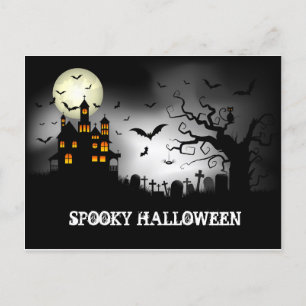 Spooky halloween Hauned House Feestdagenkaart
