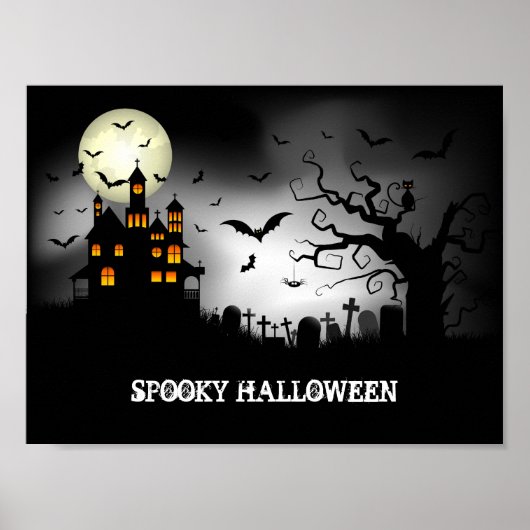 Spooky Halloween hauned house Poster (Voorkant)