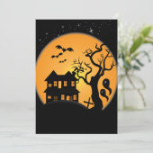 spooky halloween hauning house scene vector kaart (Staand voorkant)