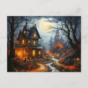 Spooky Halloween Haunted House Briefkaart