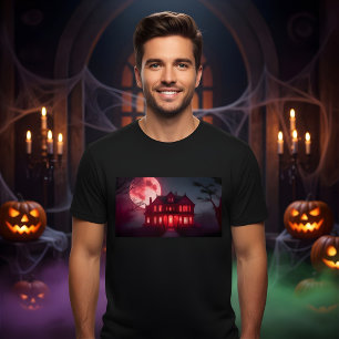 Spooky Halloween Haunted House Design T-shirt