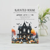 Spooky Halloween Haunted House Kaart (Staand voorkant)