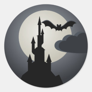 Spooky Halloween Haunted House op Hill Ronde Sticker