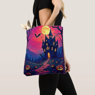 Spooky Halloween Haunted Mansion Art Draagtas