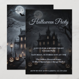 Spooky Halloween Haunted Mansion Party Uitnodiging