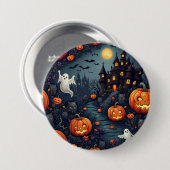 Spooky Halloween Haunted Night Button (Voorkant /achterkant)