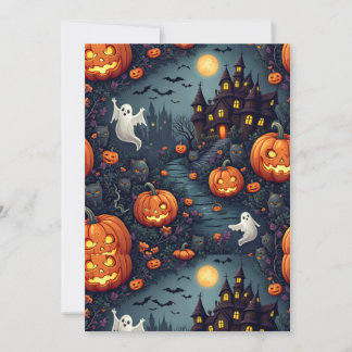 Spooky Halloween Haunted Night Flat Uitnodiging