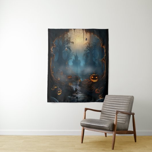 Spooky Halloween Haunted Spider Path Wandkleed (In situ)