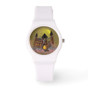 Spooky Halloween heksenhuis en vampieren kasteel Horloge
